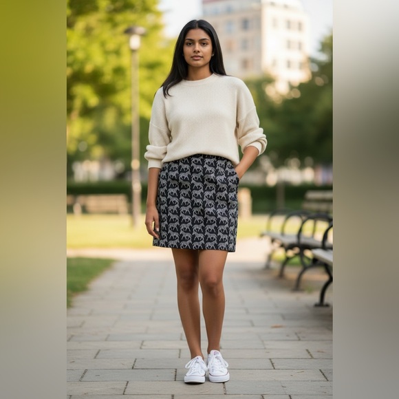 J. Crew Dresses & Skirts - J. Crew Jacquard Zebra Mini Skirt Black Silver Metallic Pattern Size 00